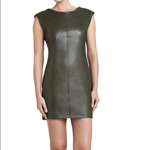 SOLD BCBG Leather Shifter Dress - Picture 2 of 6